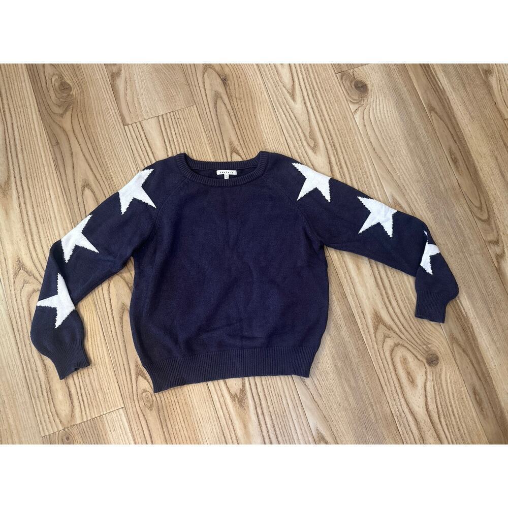 BaeVely Sweater Navy with white stars, Womens XSmall. Boho knit patriotic - Picture 2 of 5